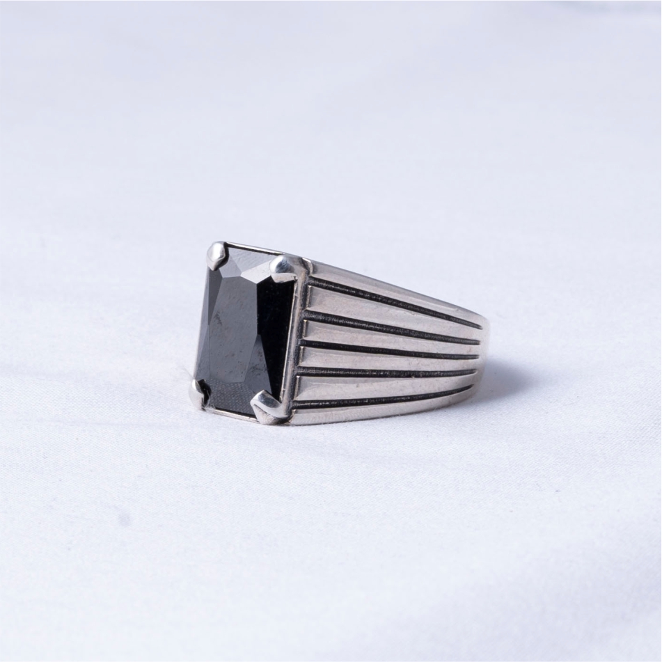 Black Stone Signet 925 Silver Ring - Image 3