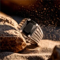 Alternative view of Black Stone Signet 925 Silver Ring