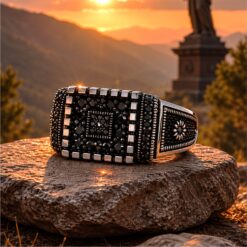 Alternative view of Black Stone Vintage 925 Silver Ring