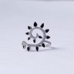 Black & White CZ Spiral Statement Ring