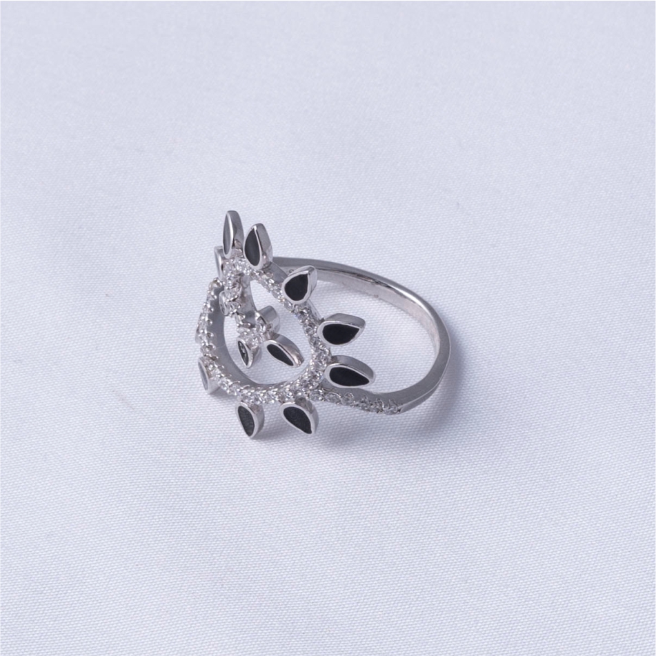Black & White CZ Spiral Statement Ring - Image 4