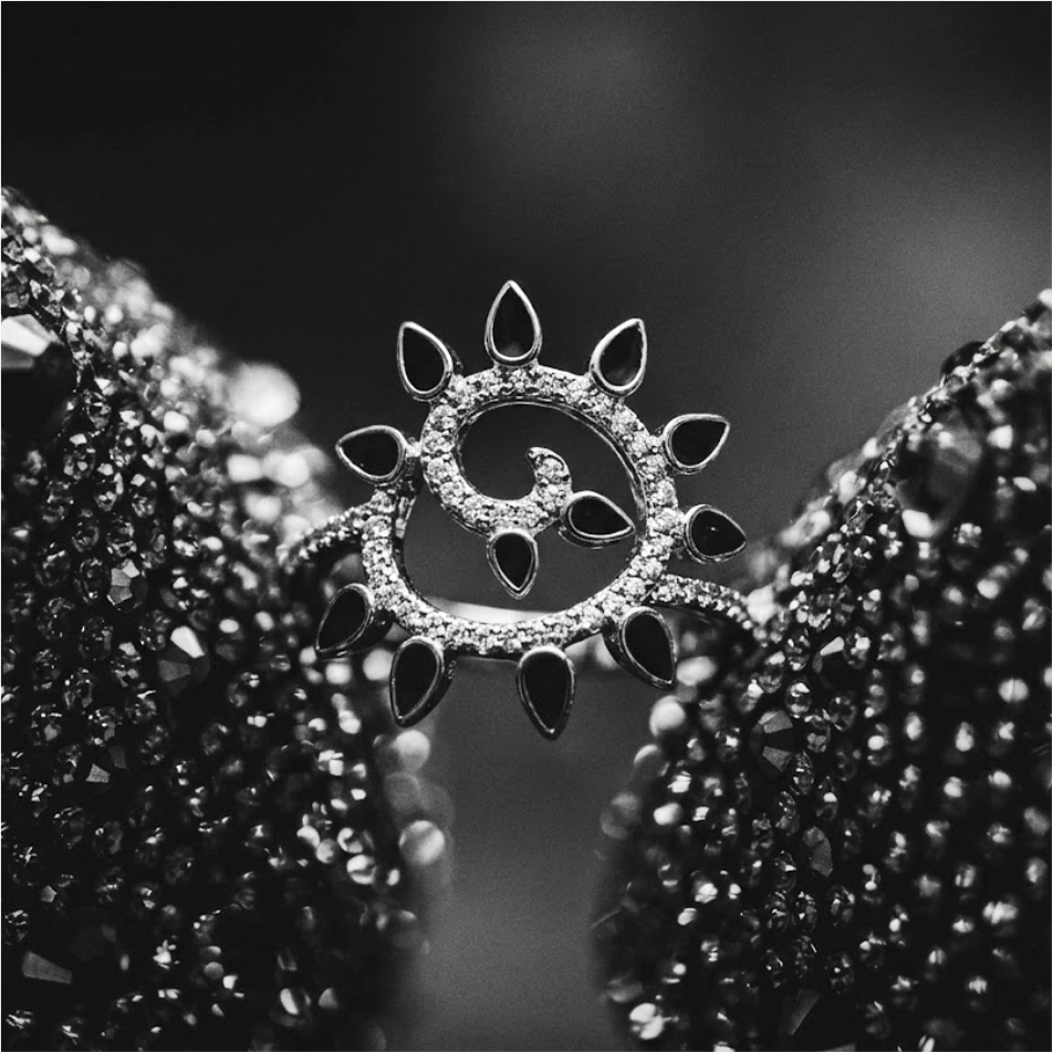Black & White CZ Spiral Statement Ring - Image 2