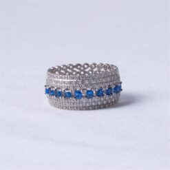 Blue Crystal Multi Band 925 Silver Ring