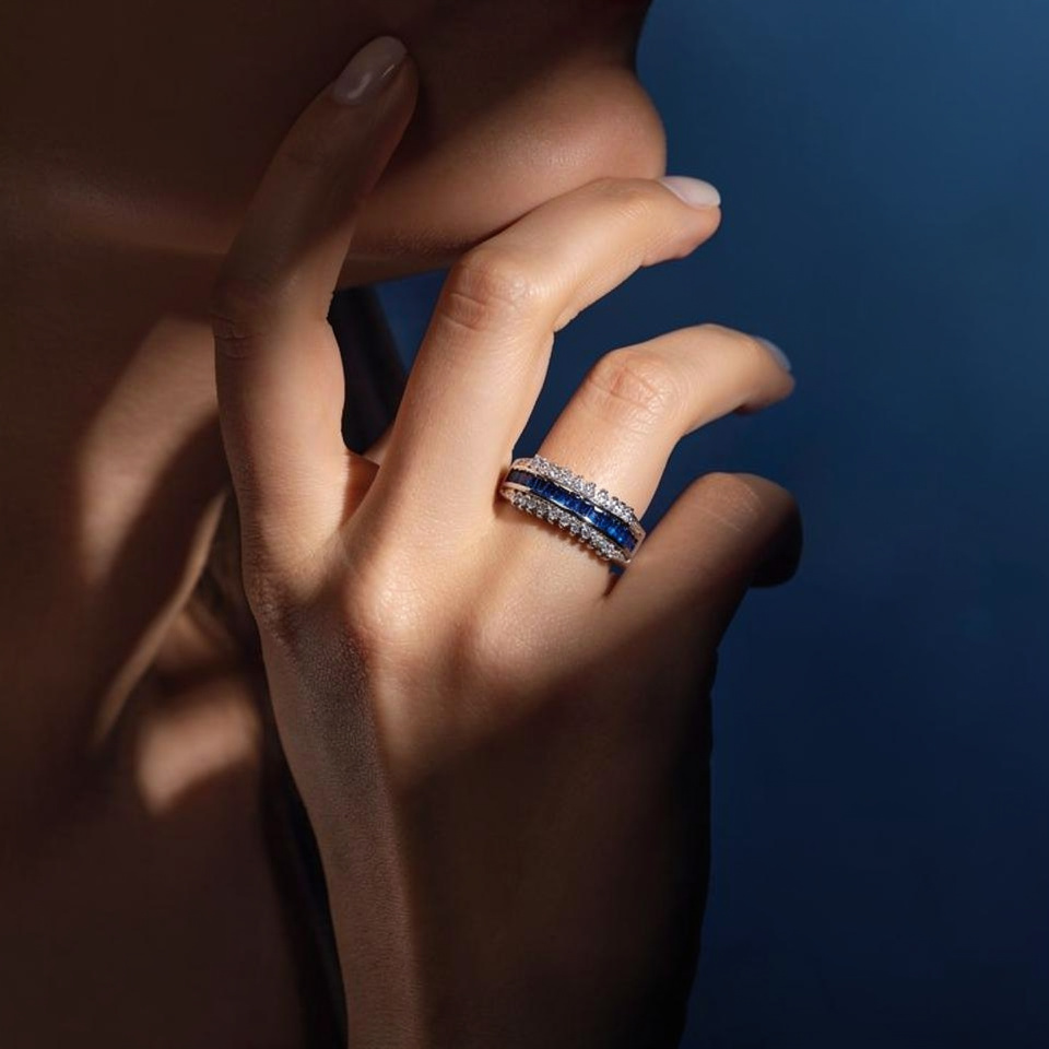 Blue Sapphire Band 925 Silver Ring - Image 2
