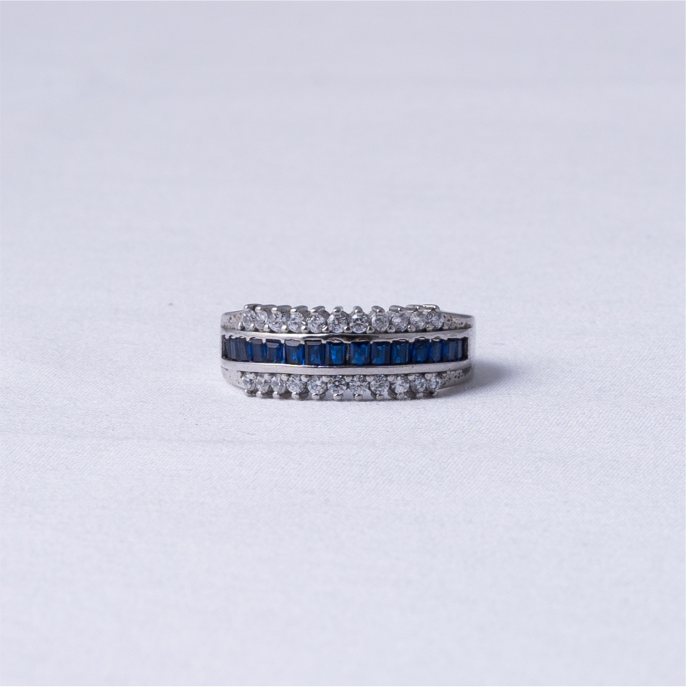 Blue Sapphire Band 925 Silver Ring