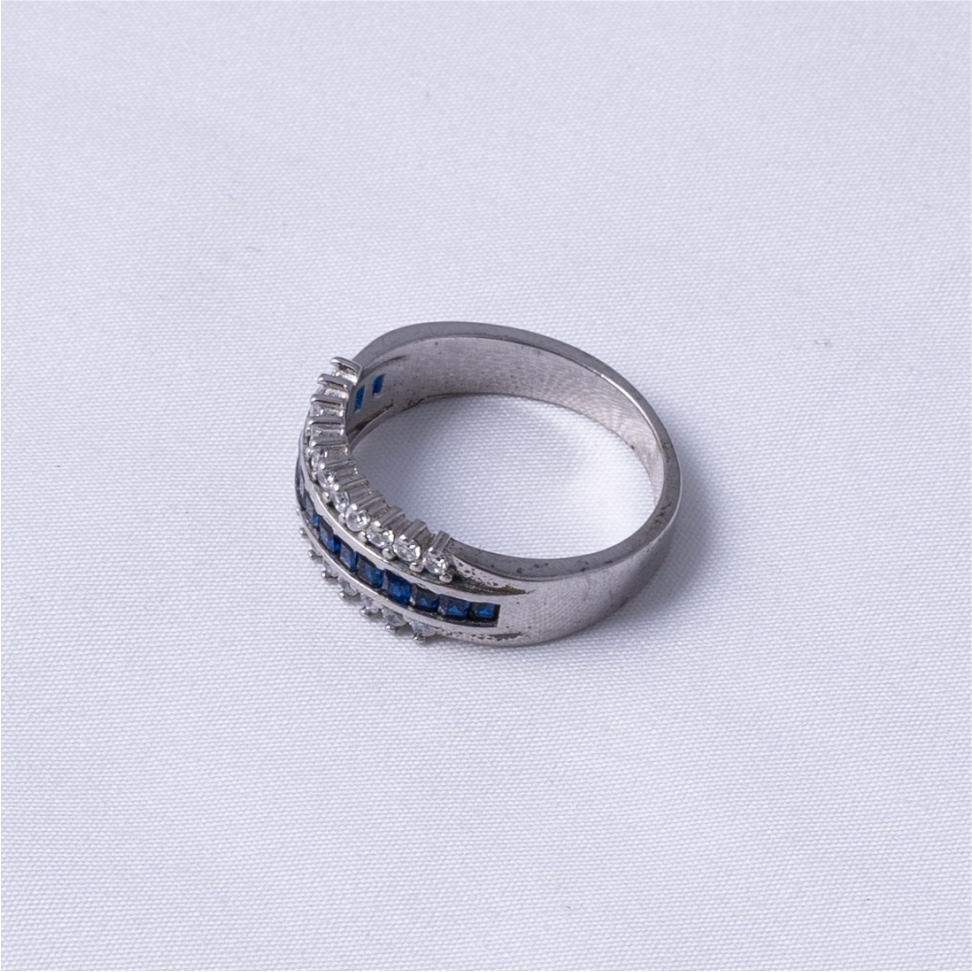 Blue Sapphire Band 925 Silver Ring - Image 3