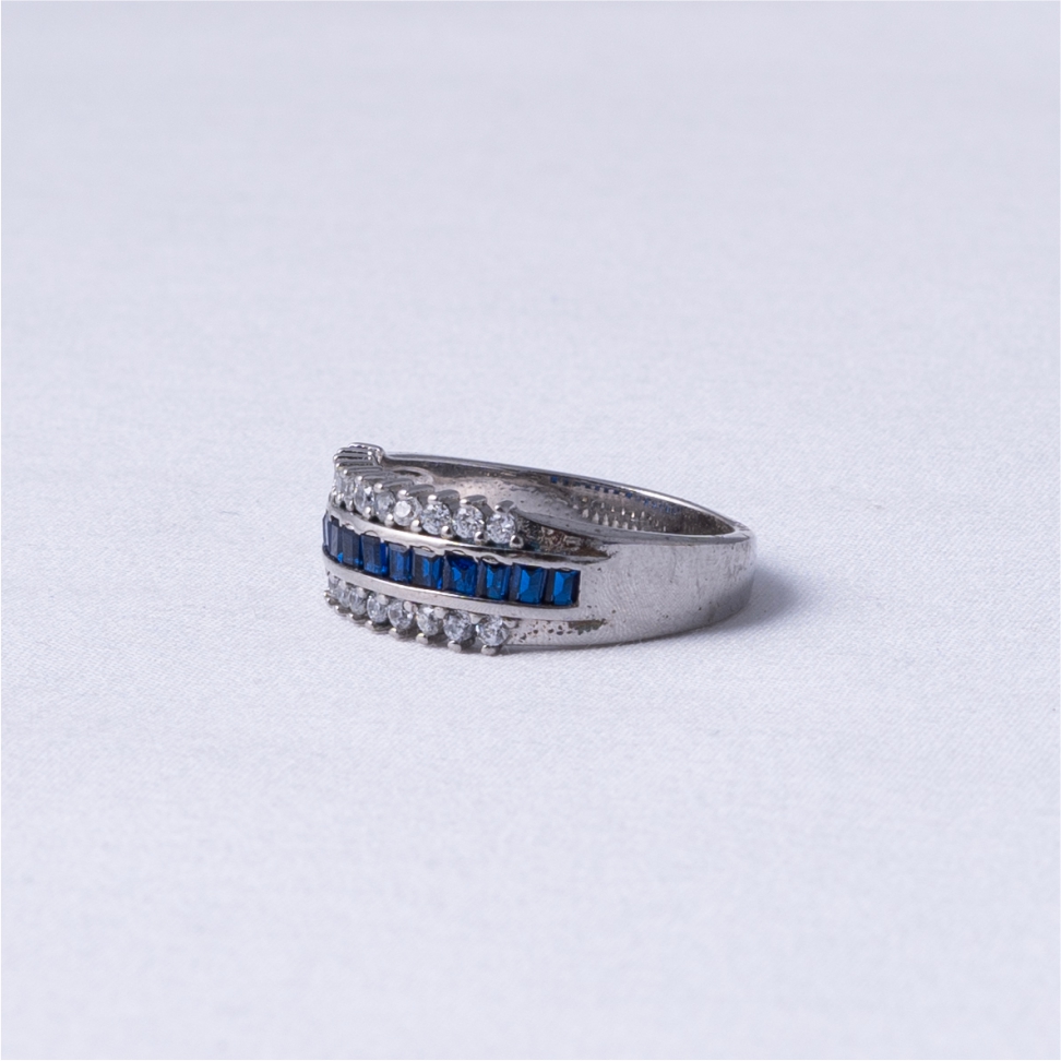 Blue Sapphire Band 925 Silver Ring - Image 4