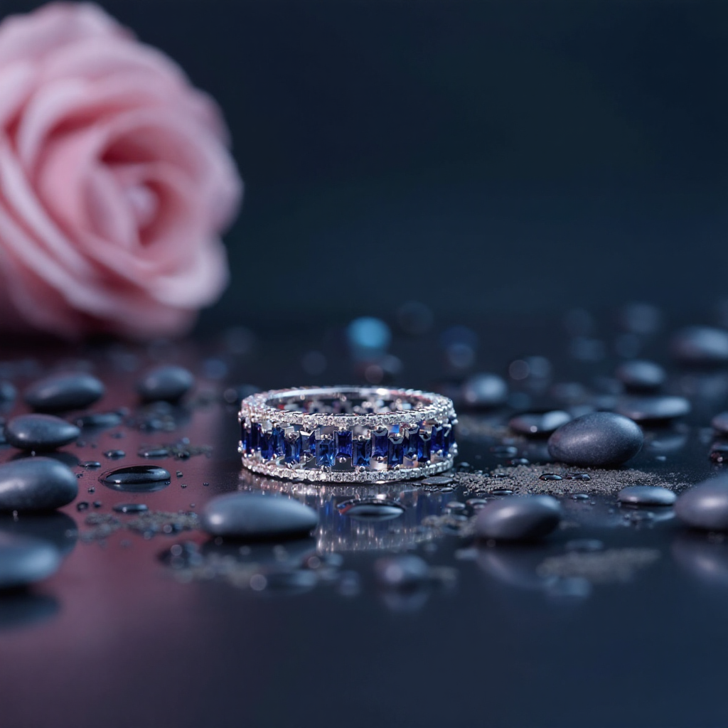 Blue Sapphire Eternity Band - Image 2