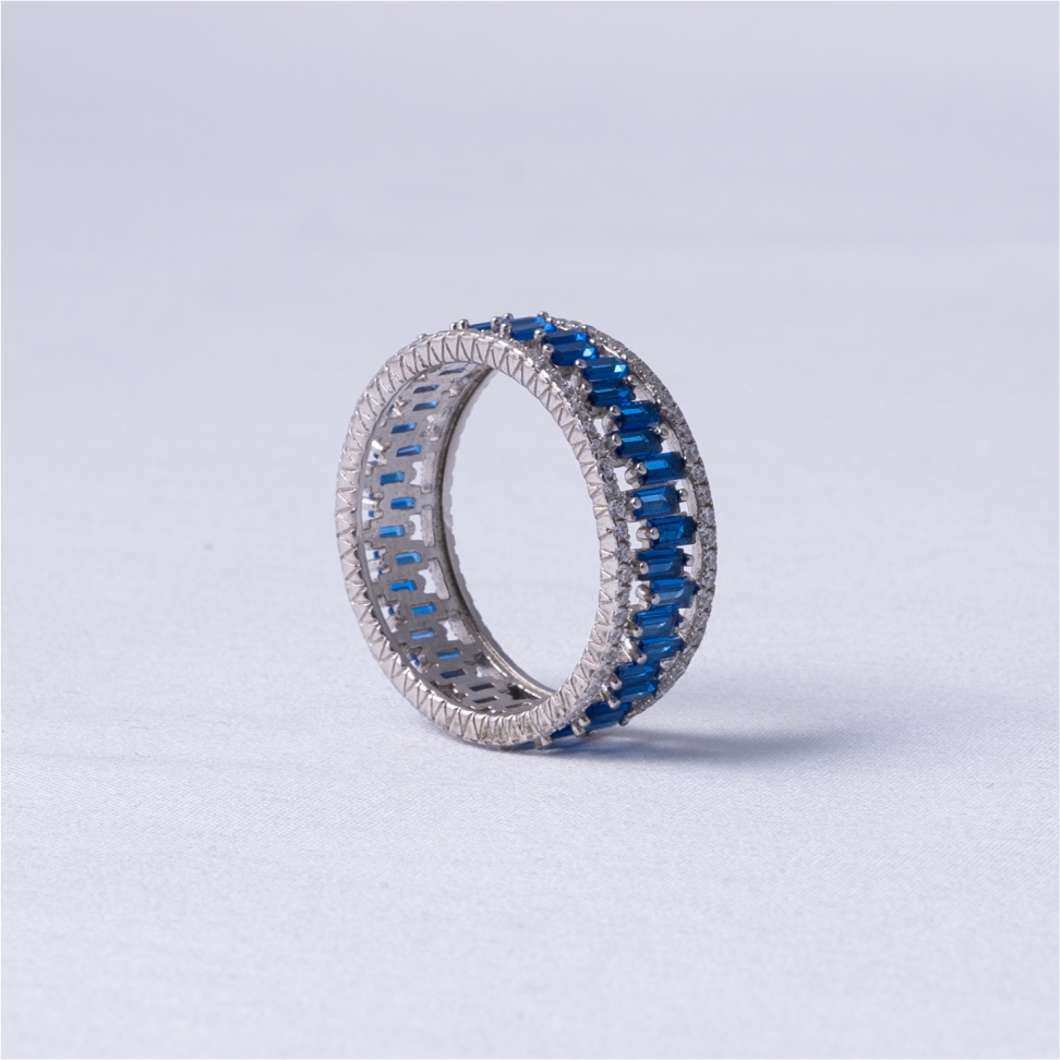 Blue Sapphire Eternity Band - Image 4