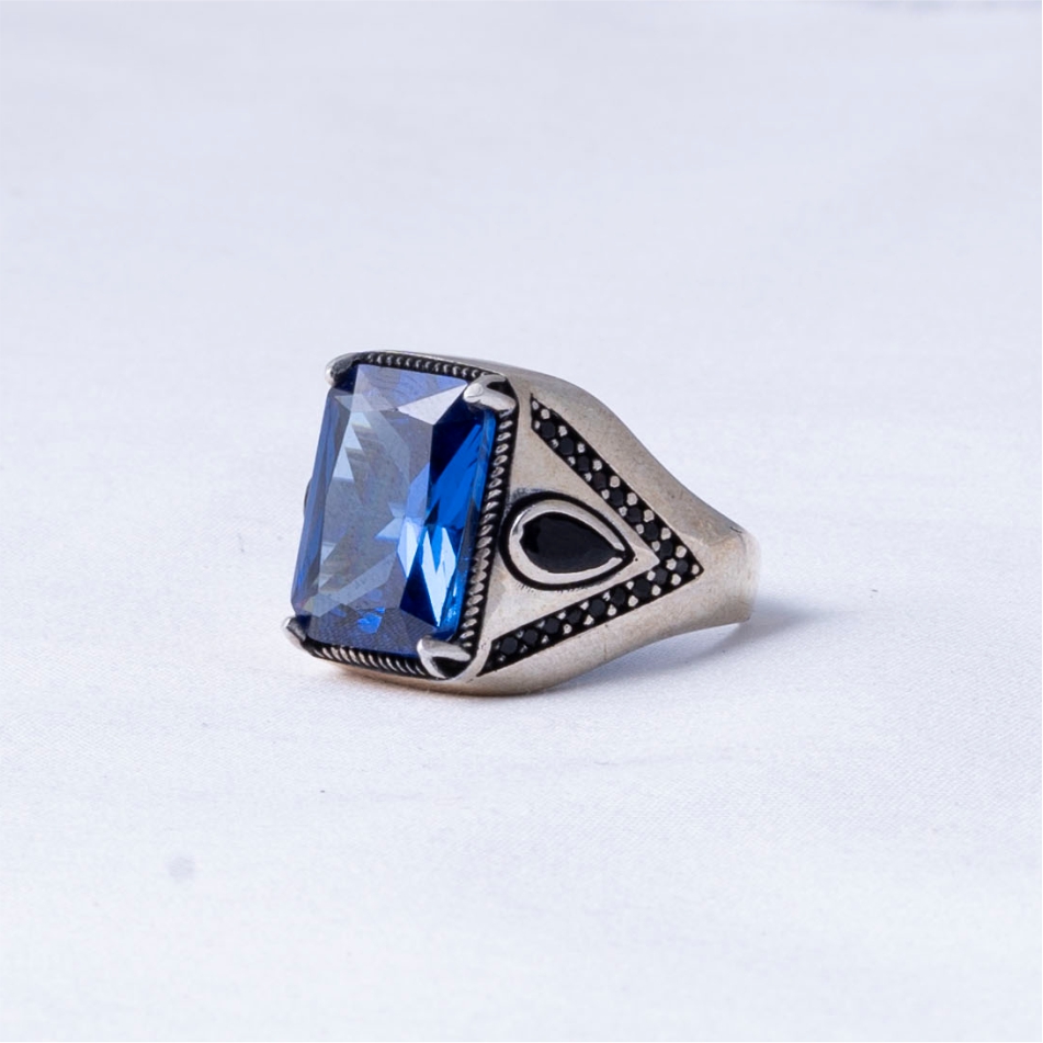 Blue Sapphire Style 925 Silver Ring - Image 3