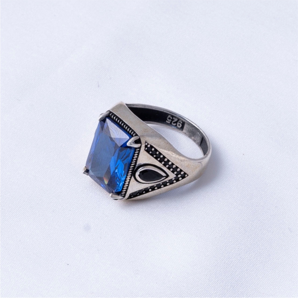 Blue Sapphire Style 925 Silver Ring - Image 4