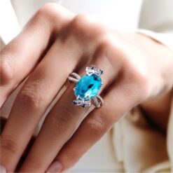 Alternative view of Blue Stone Butterfly 925 Silver Ring