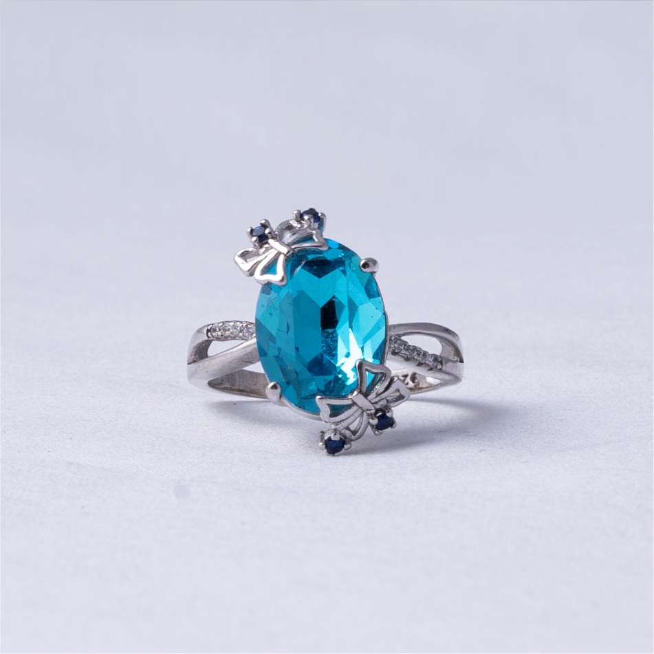 Blue Stone Butterfly 925 Silver Ring