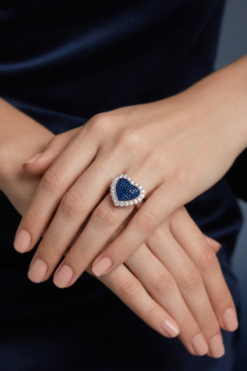 Alternative view of Blue Stone Rose Gold Plated 925 Silver Ring