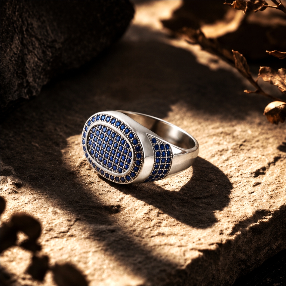 Blue Stone Signet Ring - Image 2