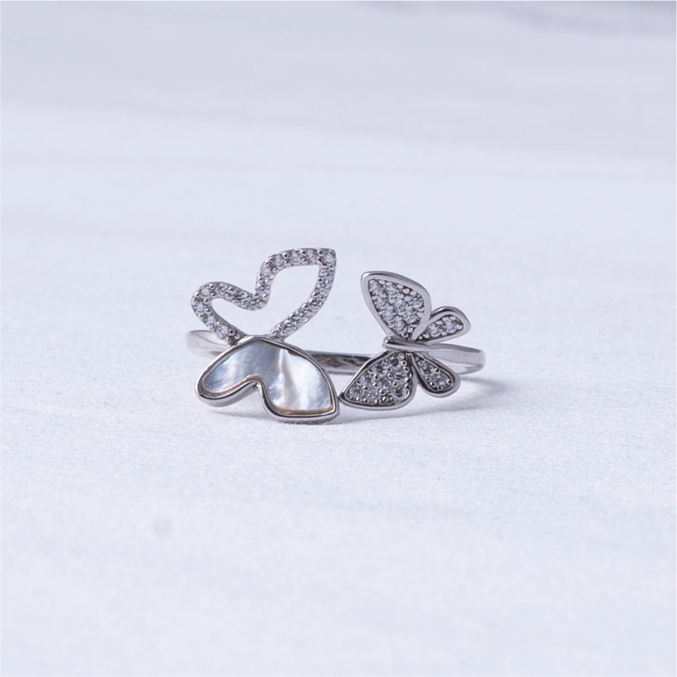Butterfly Heart 925 Silver Ring