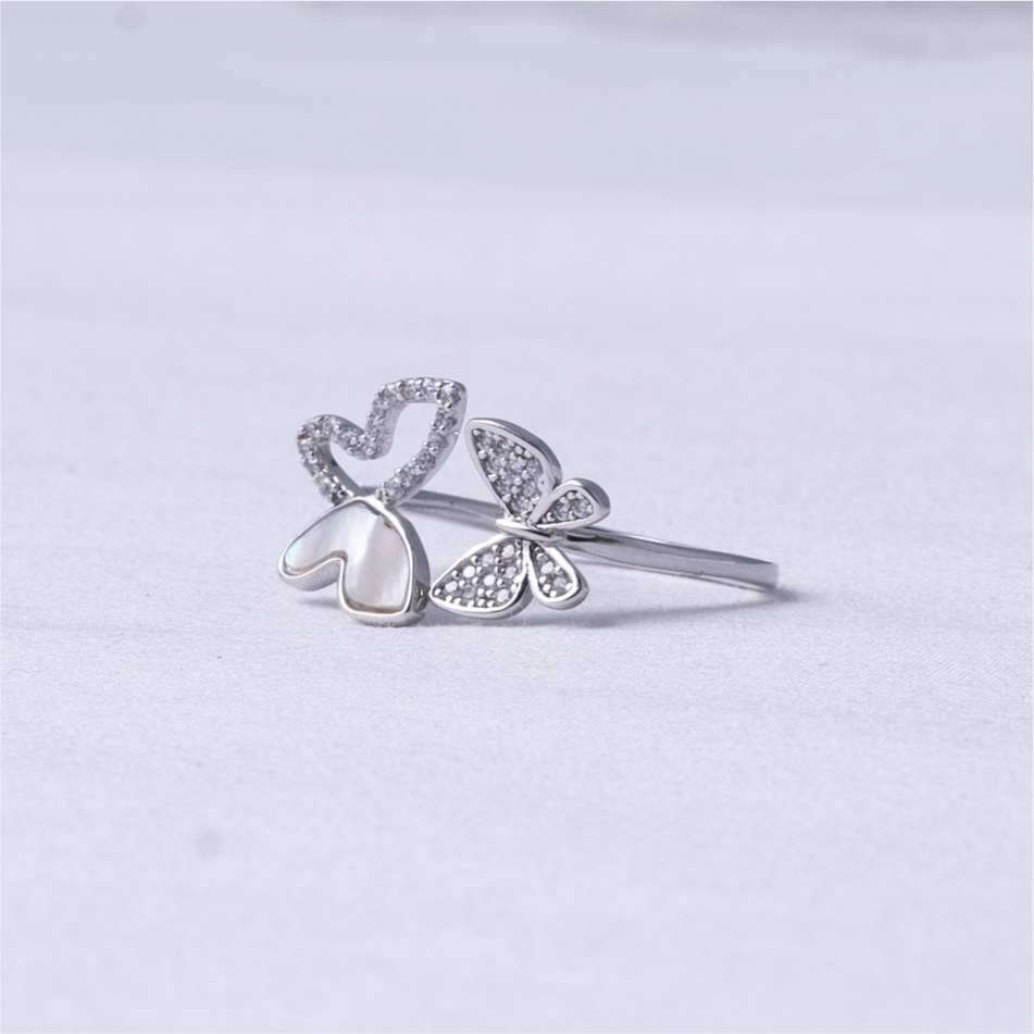 Butterfly Heart 925 Silver Ring - Image 3