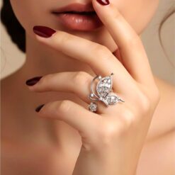 Alternative view of Butterfly Zircon 925 Silver Ring