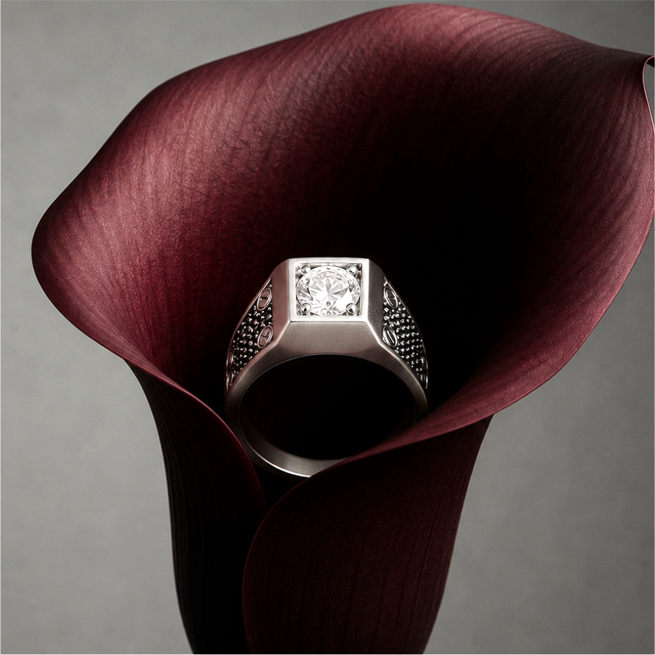 Classic Oval CZ Men's Ring - Image 2