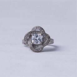 Clover Halo CZ Silver Ring