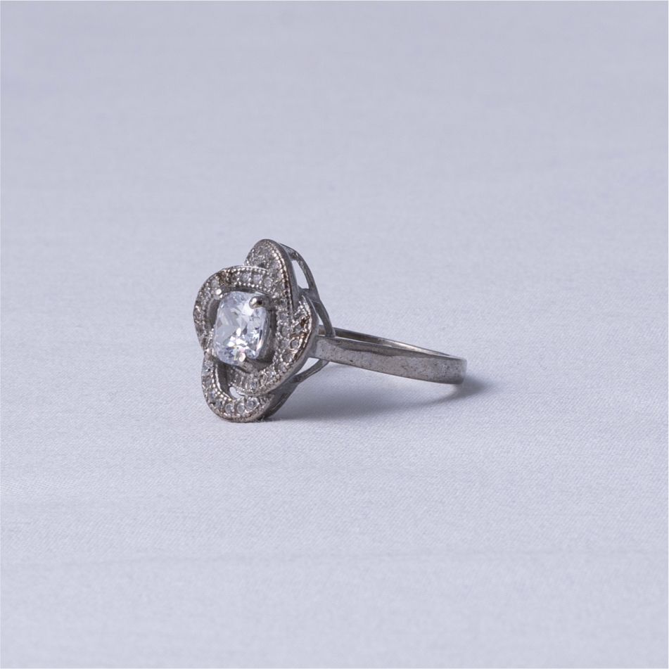 Clover Halo CZ Silver Ring - Image 3