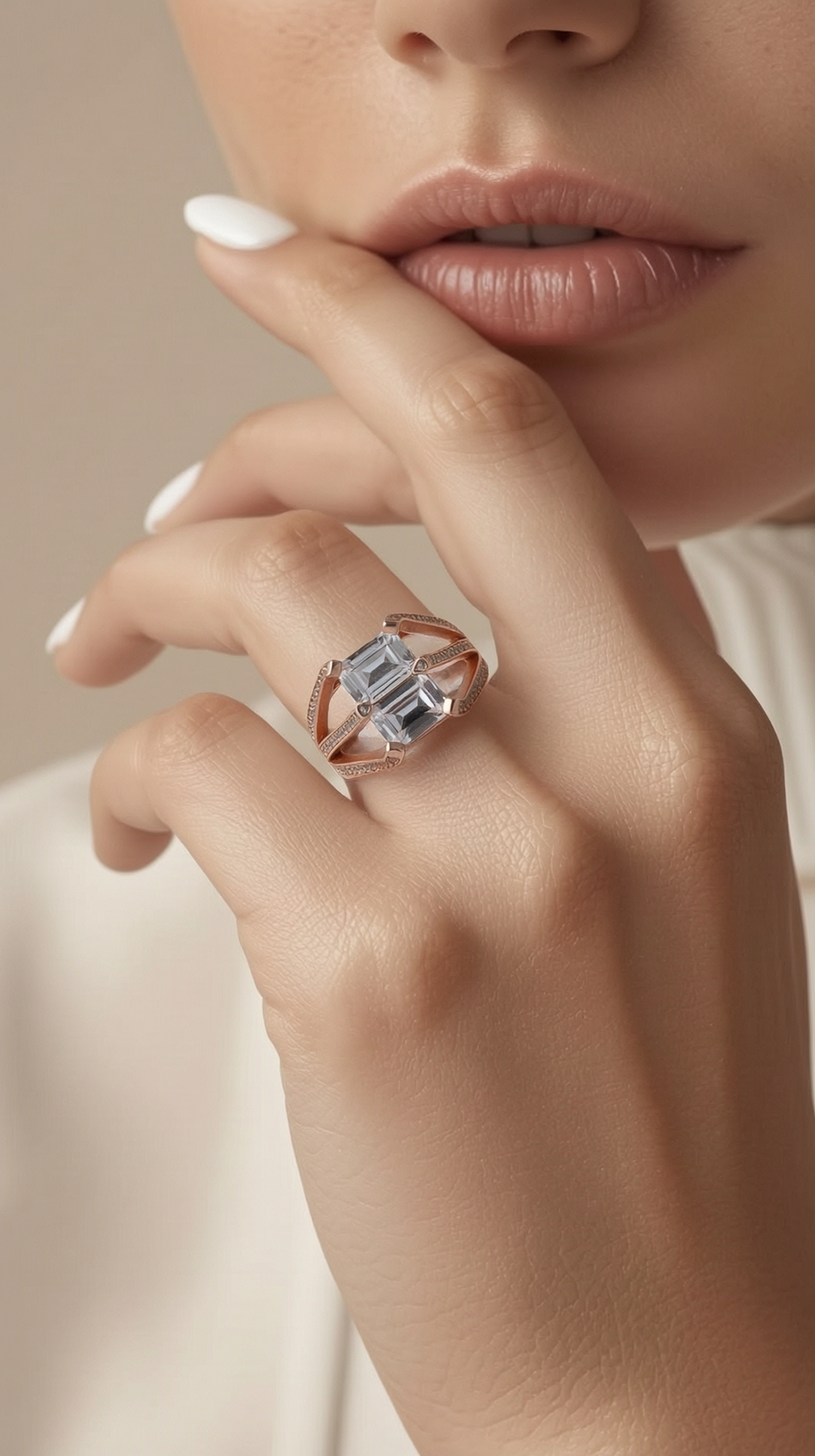 Crystal Rose Gold 925 Silver Ring - Image 2