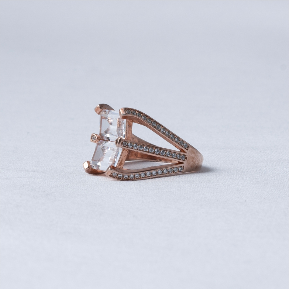 Crystal Rose Gold 925 Silver Ring - Image 4