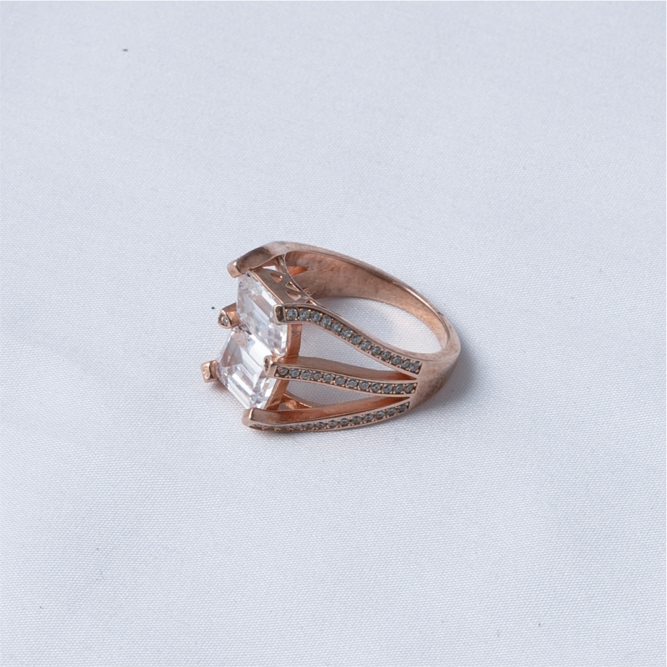 Crystal Rose Gold 925 Silver Ring - Image 3