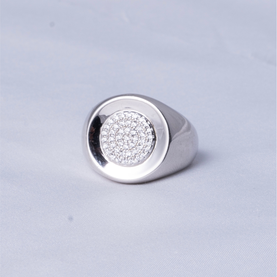 Crystal Signet 925 Silver Ring