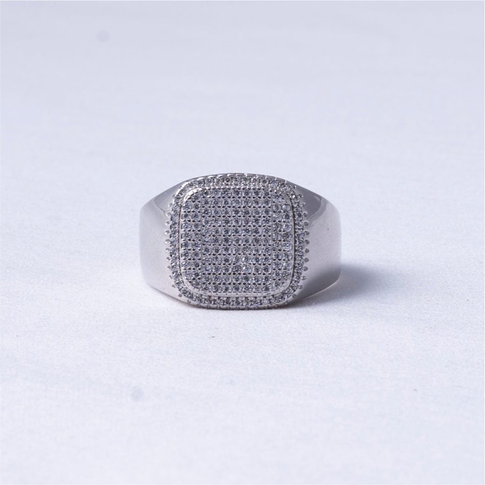 Diamond Grid Signet Men Ring