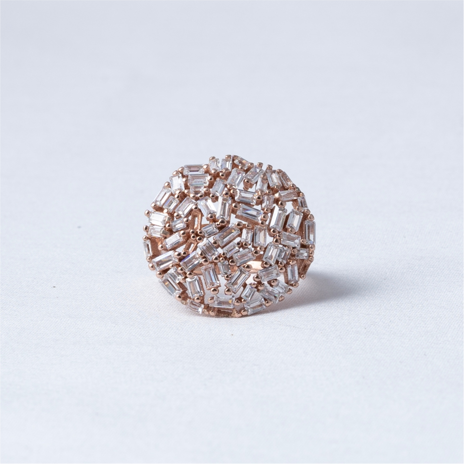 Diamond Style Rose Gold Plated 925 Silver Ring