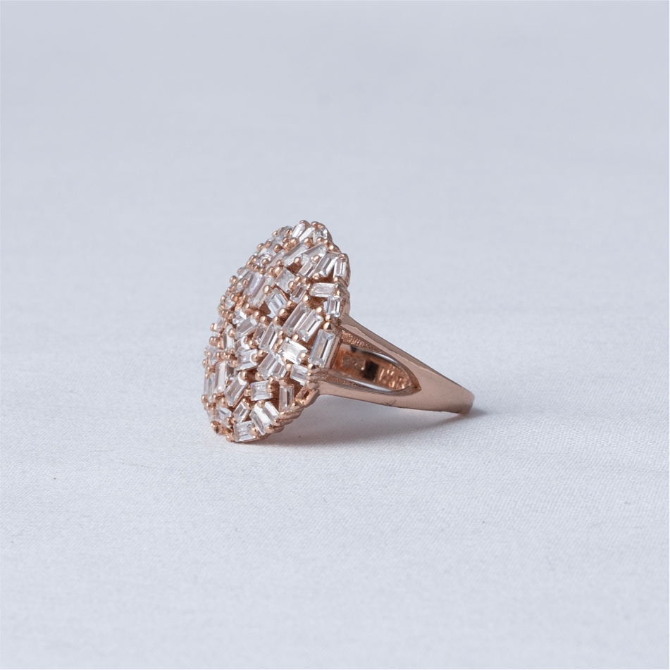 Diamond Style Rose Gold Plated 925 Silver Ring - Image 4