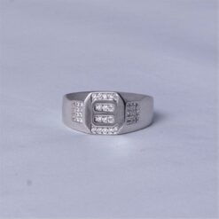 Elite Initial E Silver Signet Ring