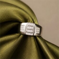 Alternative view of Elite Initial E  Silver Signet Ring