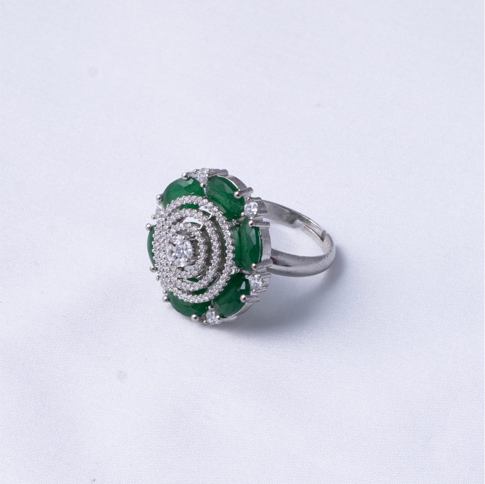 Emerald Bloom Halo Statement Ring - Image 3