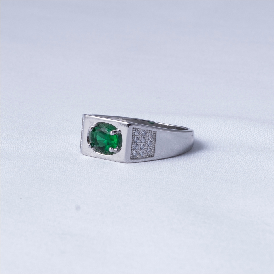 Emerald Green CZ Men's Ring - Image 3