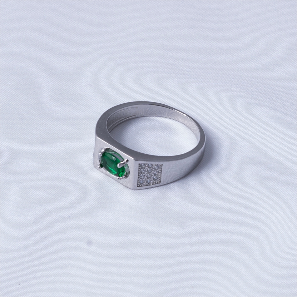 Emerald Green CZ Men's Ring - Image 4