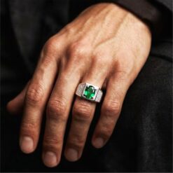 Alternative view of Emerald Green CZ Men's Ring