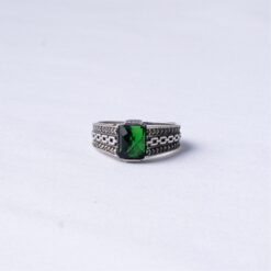 Emerald Green CZ Vintage Band Ring