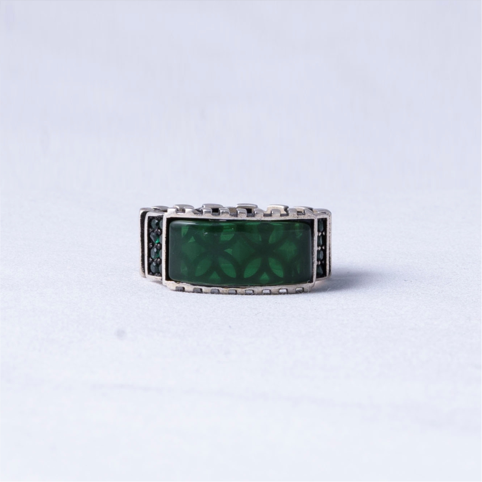 Emerald Rectangle 925 Silver Ring