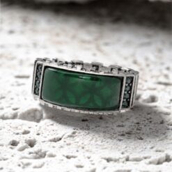 Alternative view of Emerald Rectangle 925 Silver Ring