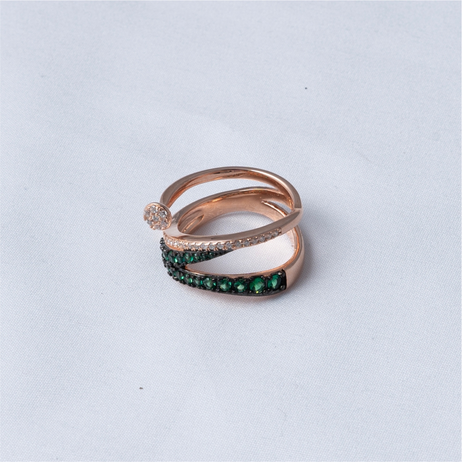 Emerald Rose Gold 925 Silver Ring - Image 3