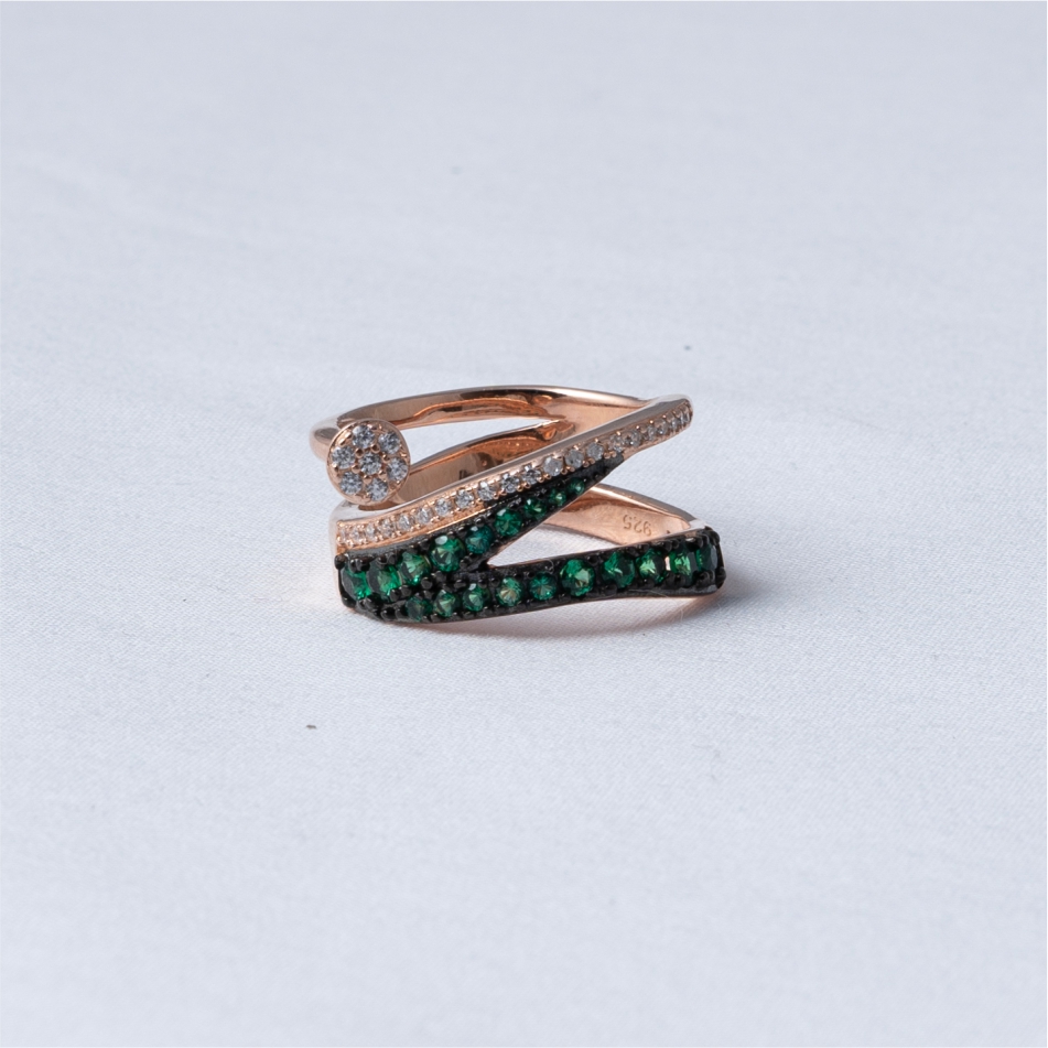 Emerald Rose Gold 925 Silver Ring - Image 4