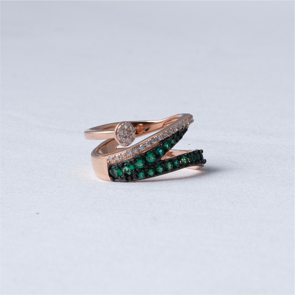 Emerald Rose Gold 925 Silver Ring