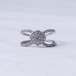Floral Cluster Open Band CZ Ring