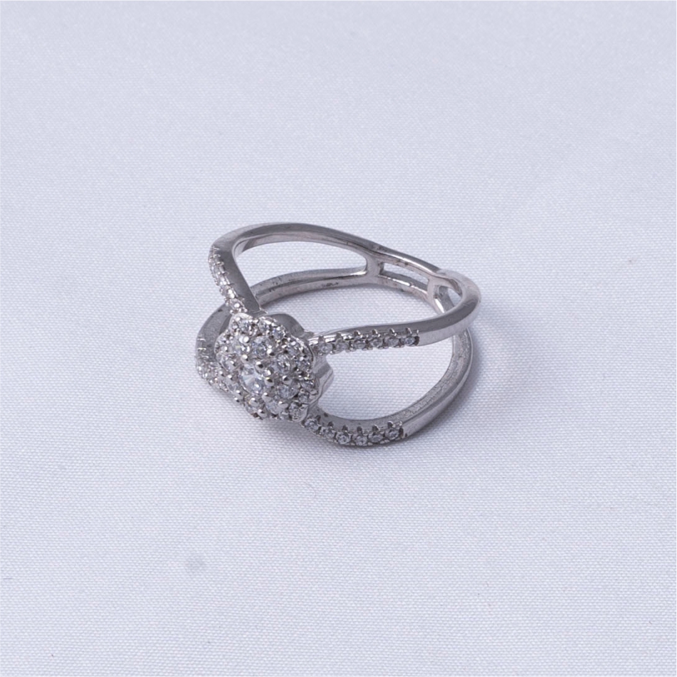Floral Cluster Open Band CZ Ring - Image 4