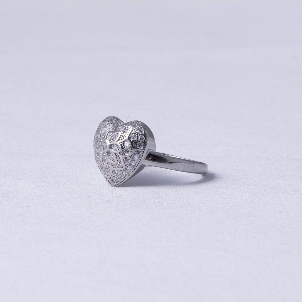 Floral Heart 925 Silver Ring - Image 4