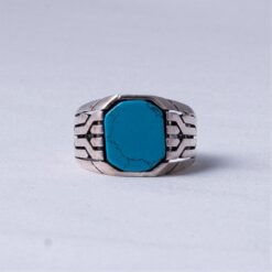 Geometric Turquoise Men's Signet Ring