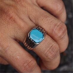 Alternative view of Geometric Turquoise Men's Signet Ring