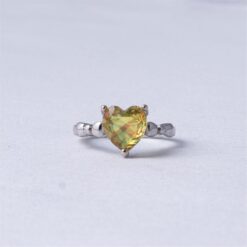 925 Silver Rainbow Heart Cut Solitaire Ring